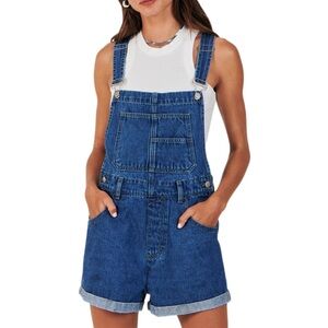 NWT ANRABESS Denim‎ Short Loose Fit Adjustable Summer Overalls- Med